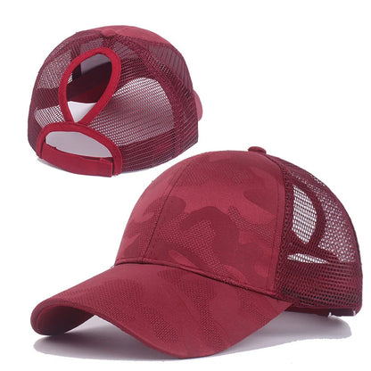 Camouflage Mesh Trucker Cap – Women's Ponytail Baseball Hat
