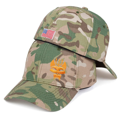 Unisex Forked Wolf Embroidery Snapback Camouflage Baseball Cap Adjustable Casual Sun Hat
