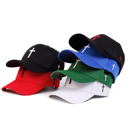 Unisex Cross Embroidery Baseball Cap Adjustable Cotton Snapback Golf Hat Casual Hip Hop Dad Hat
