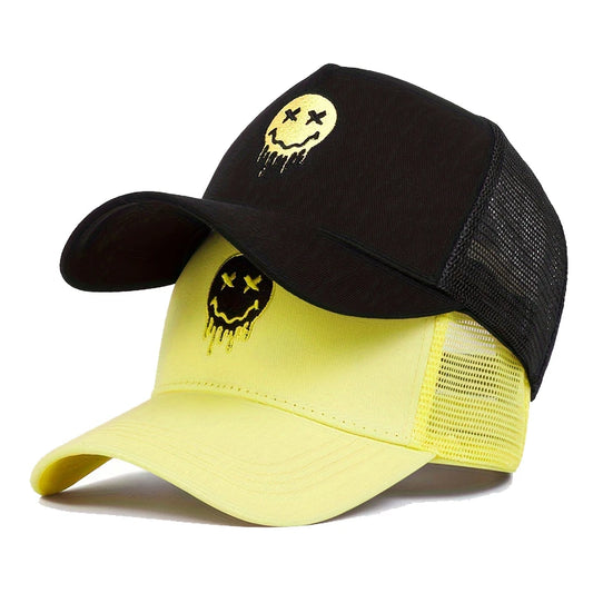 Unisex Smiley Face Mesh Baseball Cap Adjustable Summer Casual Sun Hat