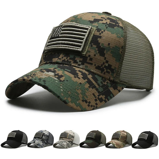 American Flag Camouflage Baseball Cap Male Outdoor Breathable Tactics Mountaineering Peaked Hat