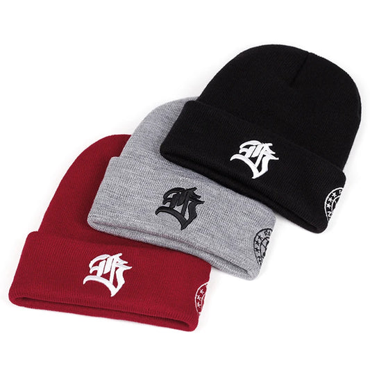 Autumn Winter Unisex Knitted Hat FB Gothic Letter Borderless Hat