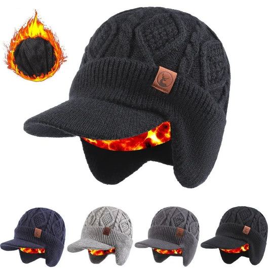 Autumn and Winter Windproof Coldproof Ear Protection Velvet Knitted Cap