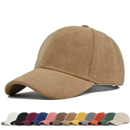 Autumn Winter False Suede Solid Retro Baseball Caps