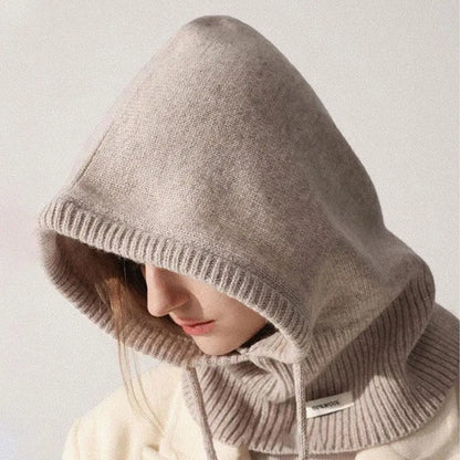 Australia Wool Balaclava Hat Winter Knitted Hooded Caps Outdoor Warm One-Piece Neck Collar Beanies
