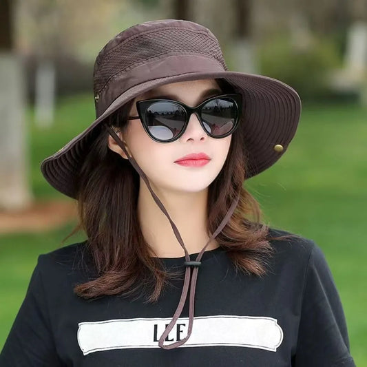 Anti-Sun Bucket Hat Adjustable Mesh Fishing Cap