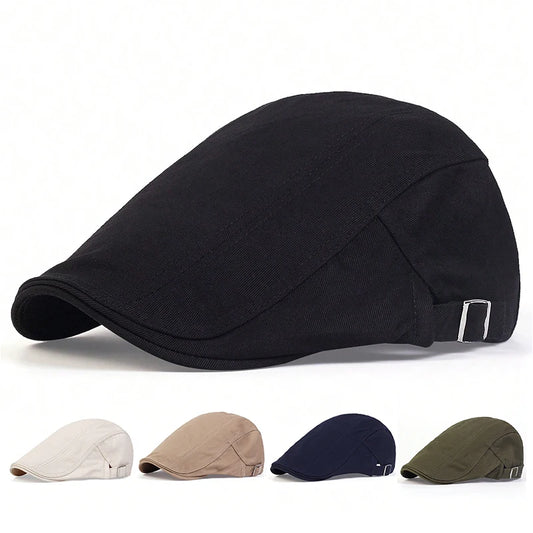 Lightweight Solid Beret – Newsboy/Flat Cap, Adjustable, Hip Hop, Spring/Summer, Men