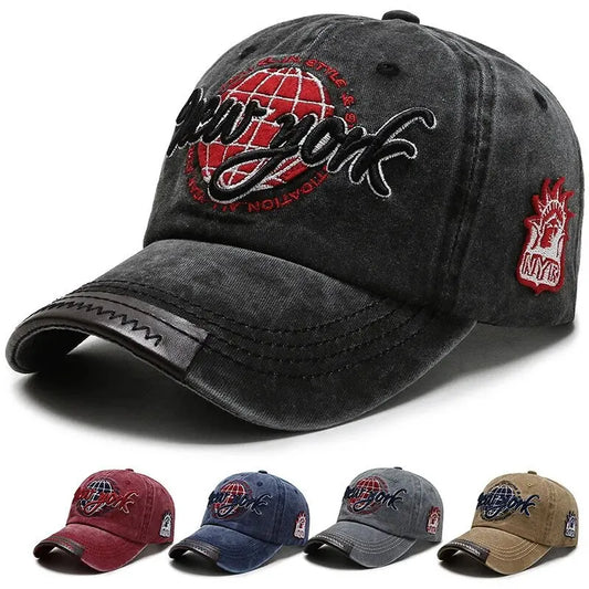 Distressed Washed Cotton Baseball Cap Unisex – Korean Casual Sun Hat Spring Autumn