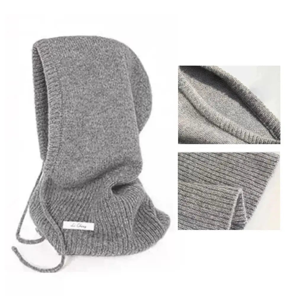 Australia Wool Balaclava Hat Winter Knitted Hooded Caps Outdoor Warm One-Piece Neck Collar Beanies