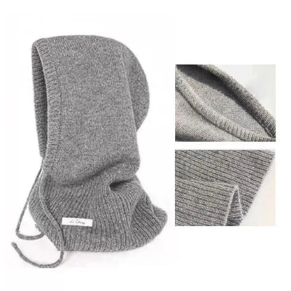 Australia Wool Balaclava Hat Winter Knitted Hooded Caps Outdoor Warm One-Piece Neck Collar Beanies