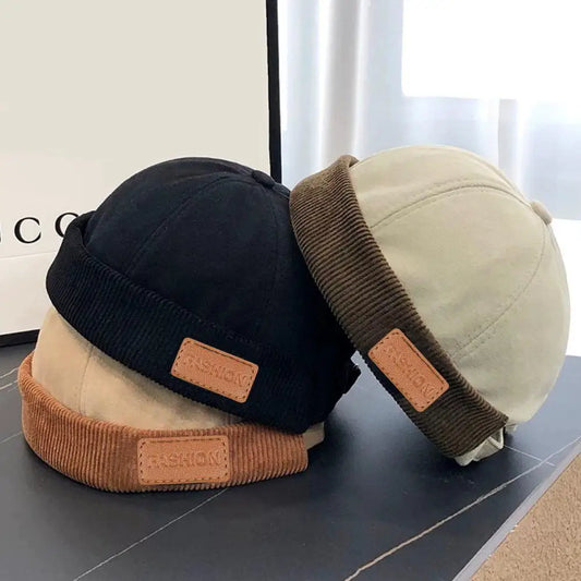 Autumn Winter Brimless Skullies Cap Men Women Landlord Docker Cap