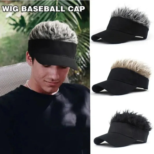 Baseball Cap Funny Fake Hair Sun Visor Cap