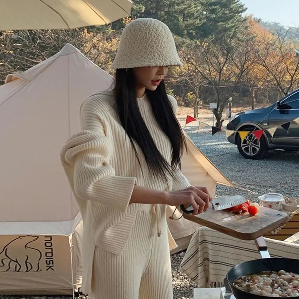 Autumn Winter Wool Bucket Hat Women Fashion Vintage Rabbit Fur Fisherman Hat