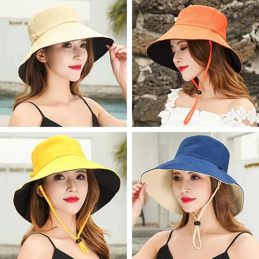 Women’s Summer Fisherman Hat – Large Brim Sunscreen Sunshade, Reversible & Trendy