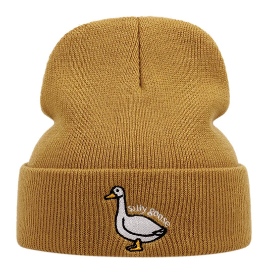 Autumn and Winter Cute Duck Embroidered Knitted Hat