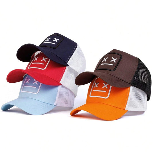 Unisex XX Crying Face Embroidery Mesh Baseball Cap Adjustable Casual Hip Hop Sun Hat