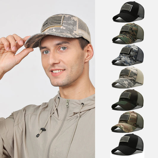 American Logo Embroidered Baseball Cap – Unisex Mesh Velcro Sun Hat