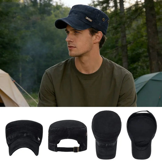 Anti-UV Fishing Hat Casual Cotton Retro Outdoor Sunscreen Flat Top Hat