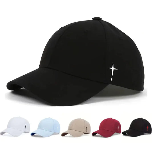 Unisex Simple Cross Embroidery Baseball Cap Adjustable Casual Sun Hat