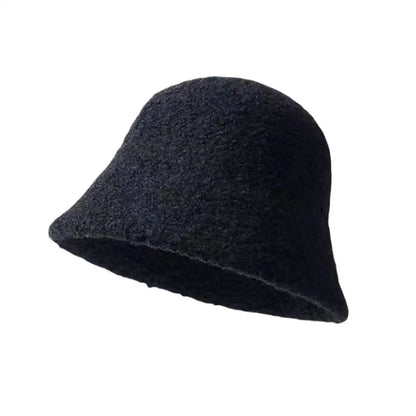 Autumn Winter Wool Bucket Hat Women Fashion Vintage Rabbit Fur Fisherman Hat