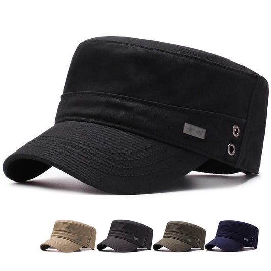 Men’s Flat Top Baseball Cap – Casual Cotton Sunshade Hat Four Seasons